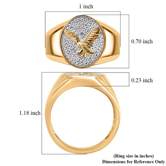 Men's White Diamond Accent Eagle Ring in 18K YG Plated Brass Size 13 by Karis - Picture 5 of 5